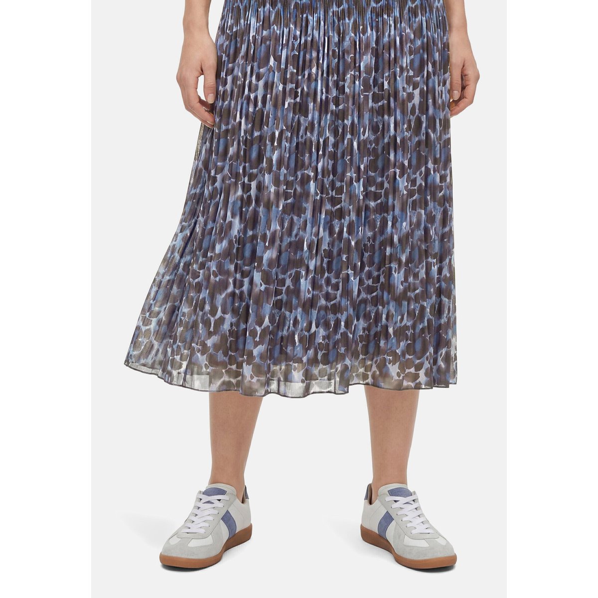 Jupe plissée à élastique bleu/marron, BETTY BARCLAY