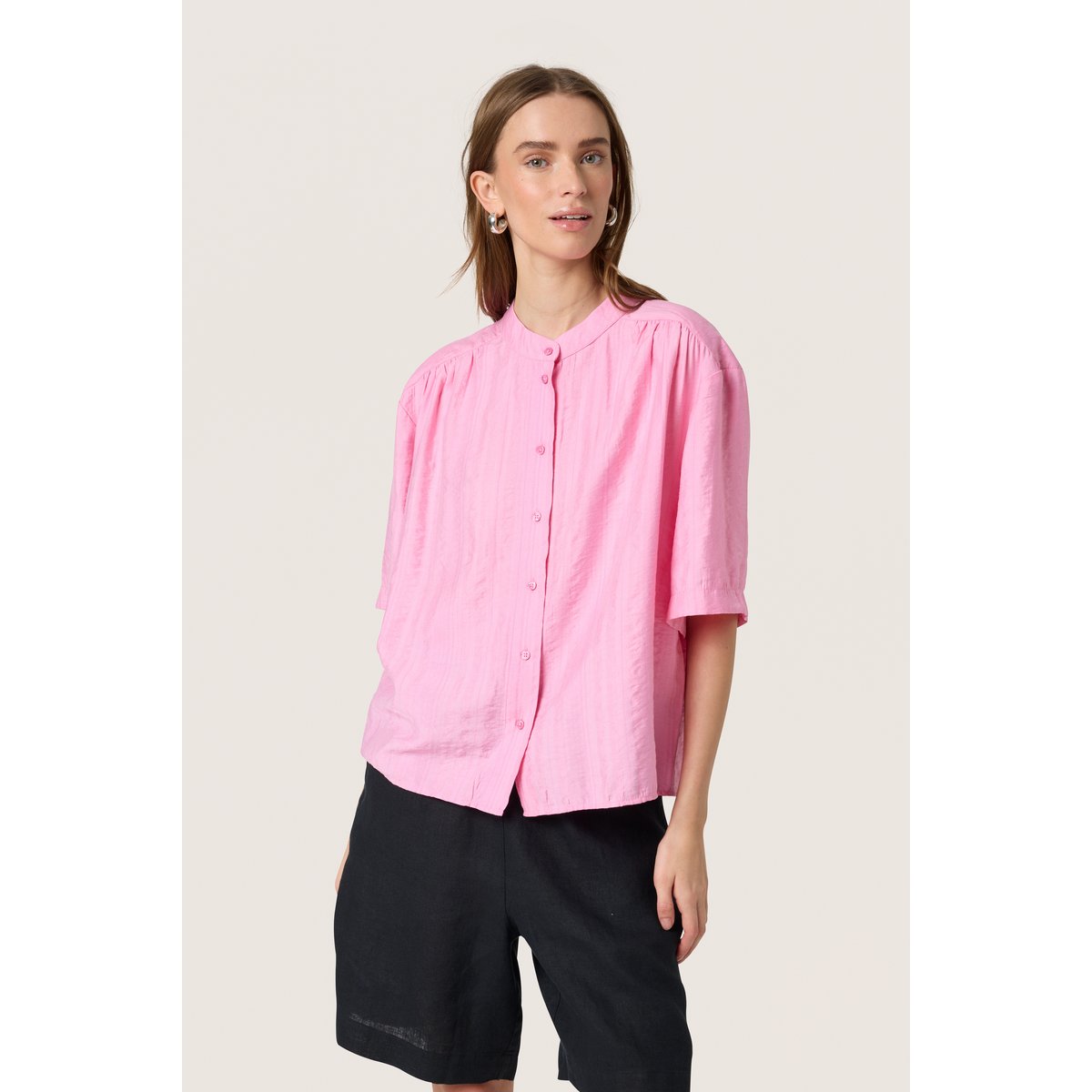 Chemise à manches courtes rose rosebloom, SOAKED IN LUXURY