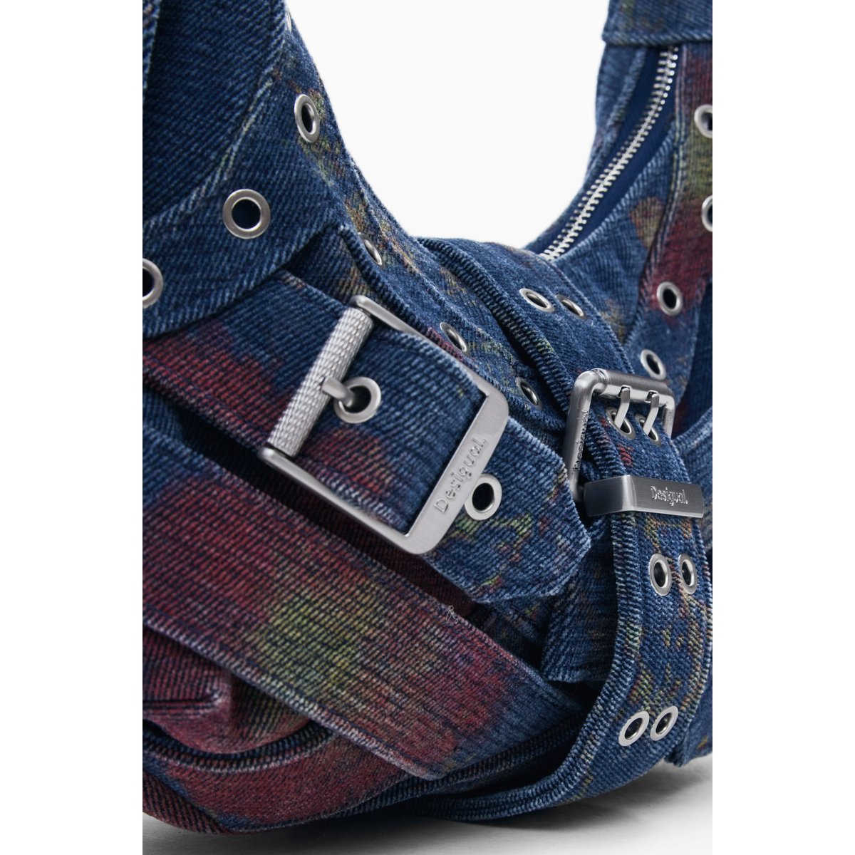 Sac en denim imprimé de taille moyenne multicolore, DESIGUAL