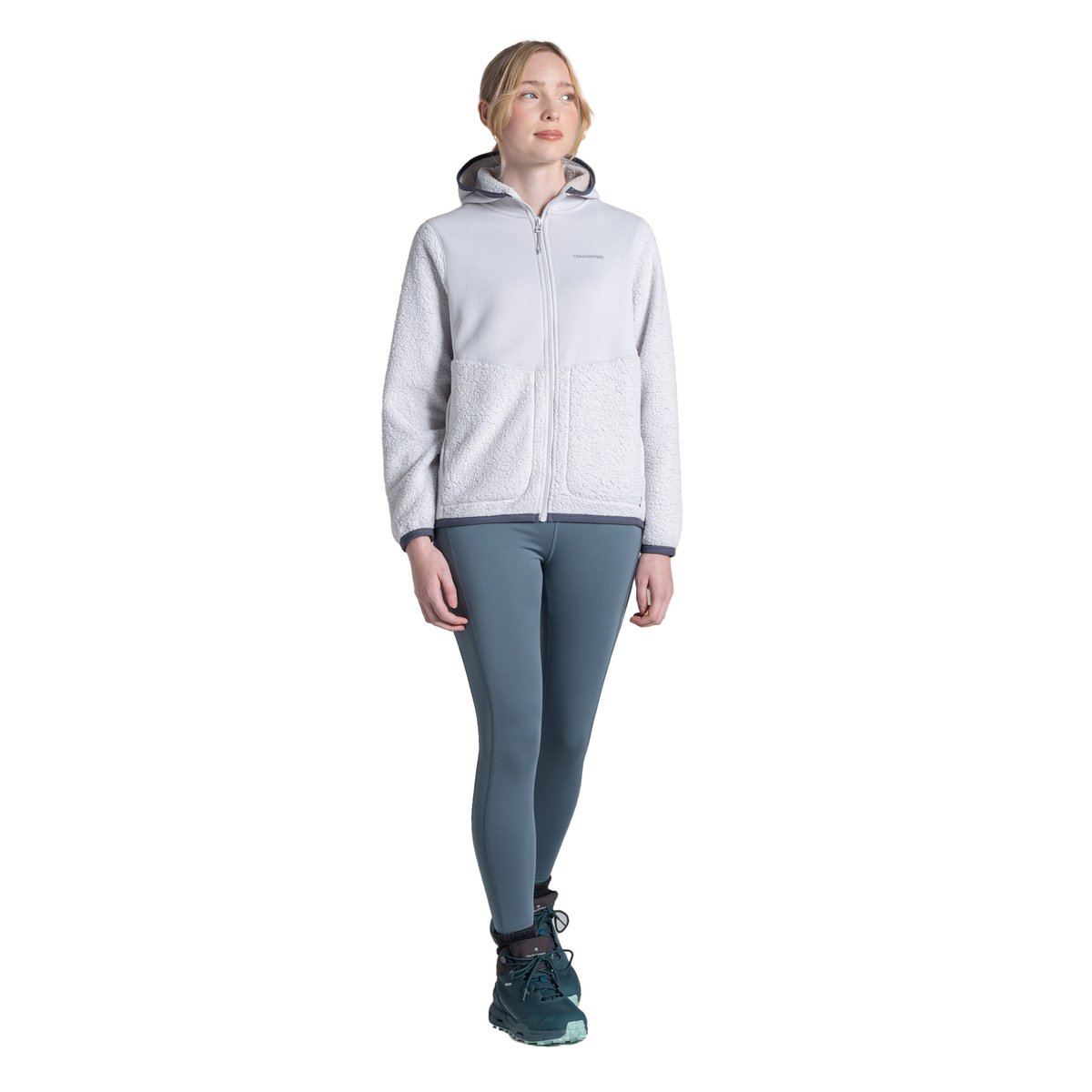Veste polaire unie à capuche TELESTO gris pâle, CRAGHOPPERS