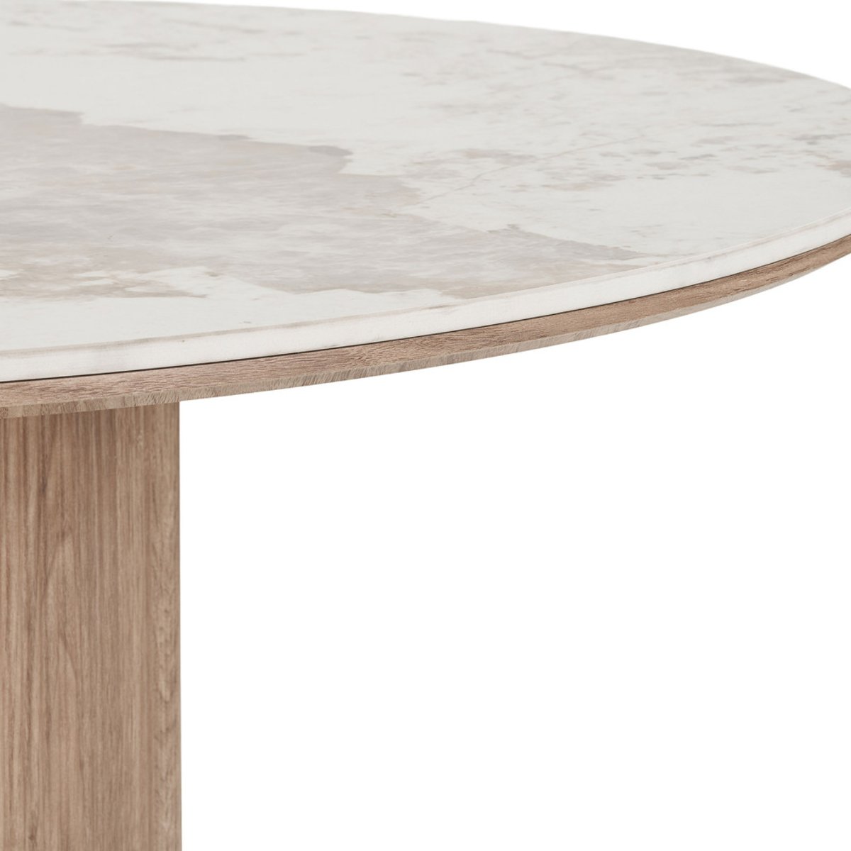 Table à manger 4 personne ronde effet marbre et bois- ATHENS marbre blanc, HOUSE NORDIC