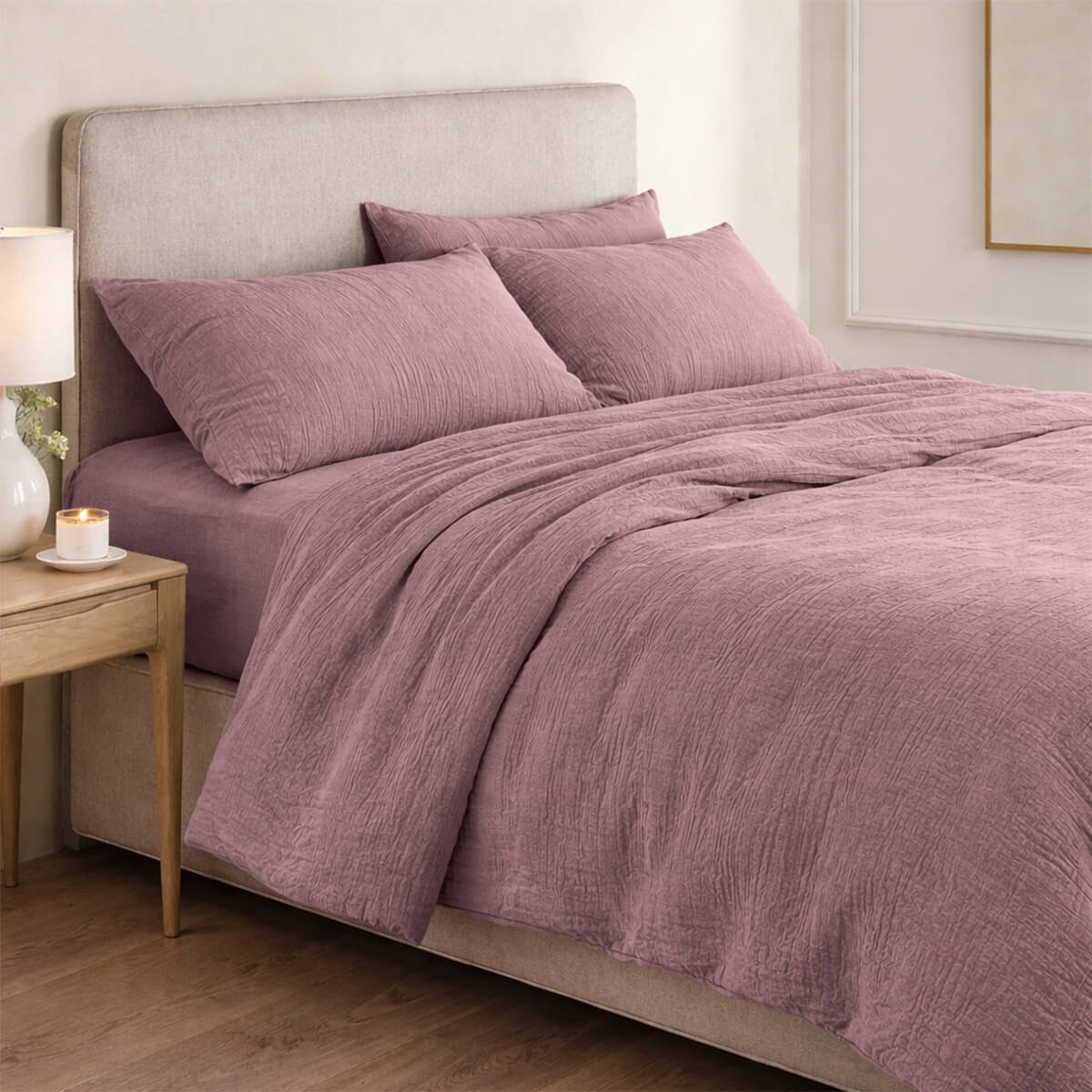 Housse de couette gaze de coton ALMA Made in Europe bois de rose, FEBRONIE