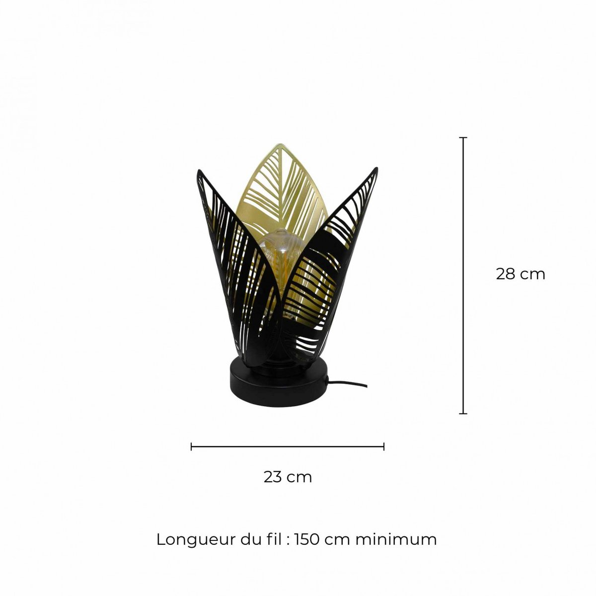 Lampe à poser en métal perforé, ELFINE noir et doré, C-CREATION