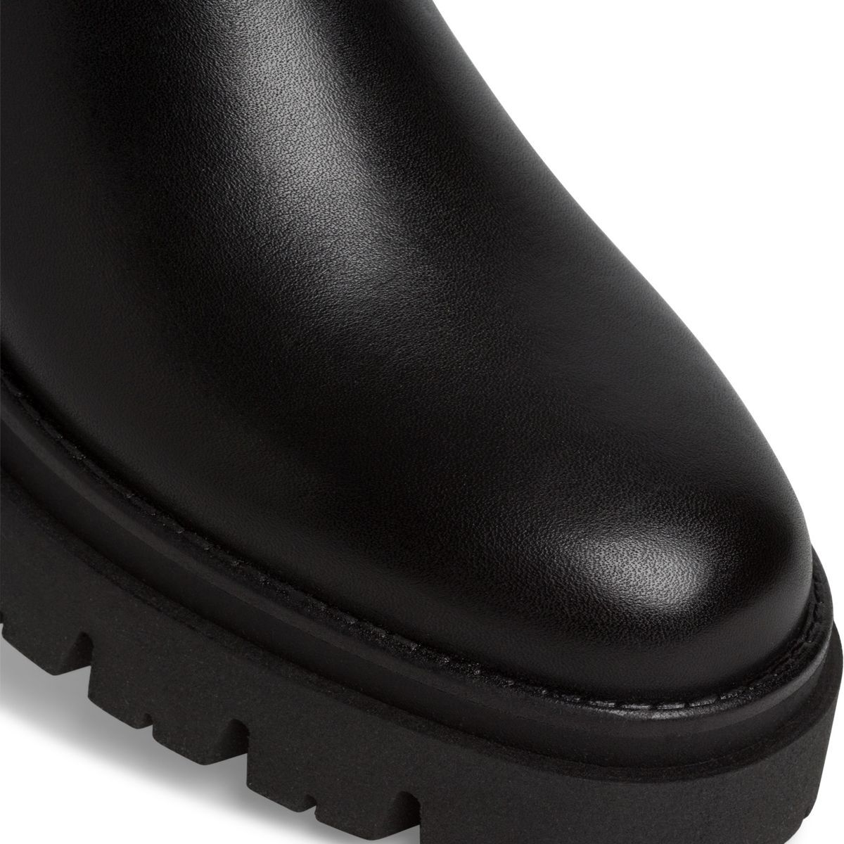 Bottes plates élastiquées en cuir noir, TAMARIS
