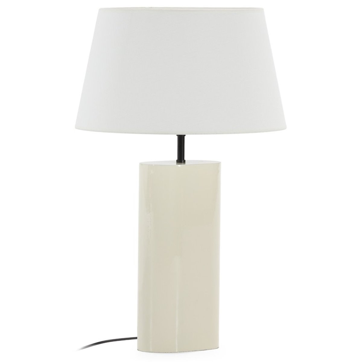 Lampe de table bois sans abat-jour blanc brillant et noir, RECOLLECTION