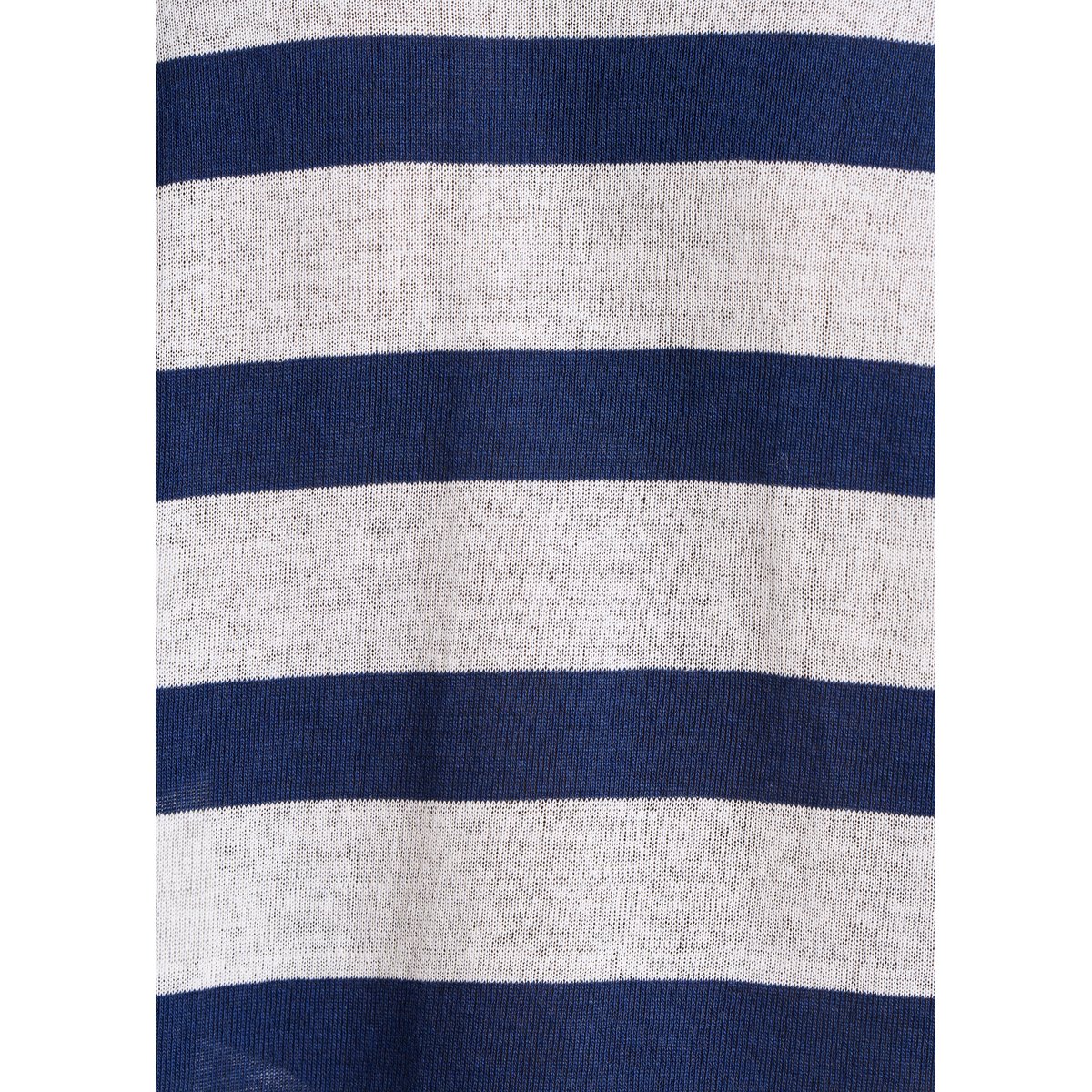 Pull ample rayé en maille fine col V ecru / bleu, LA FEE MARABOUTEE