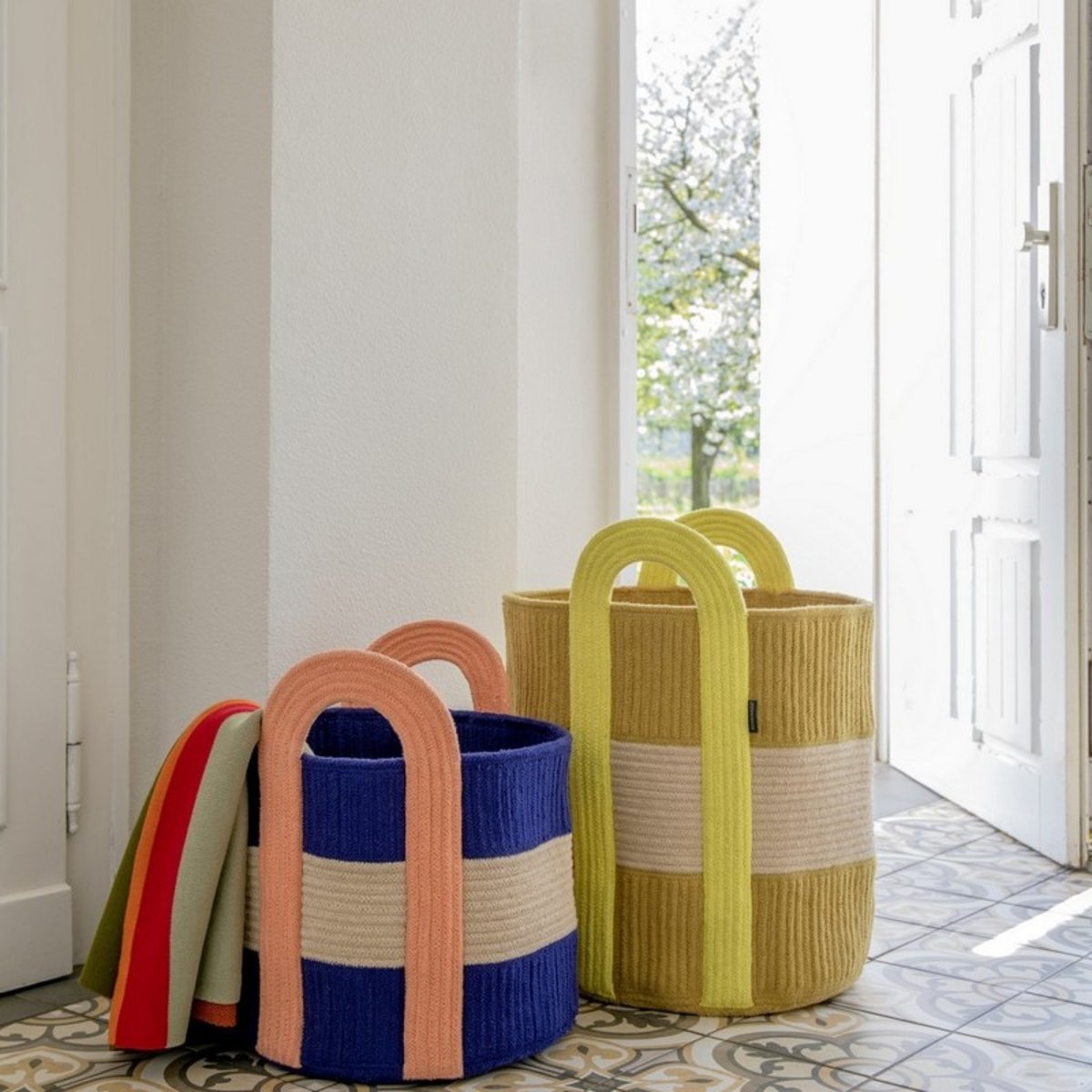 Panier rangement design coton Colombo bleu, REMEMBER