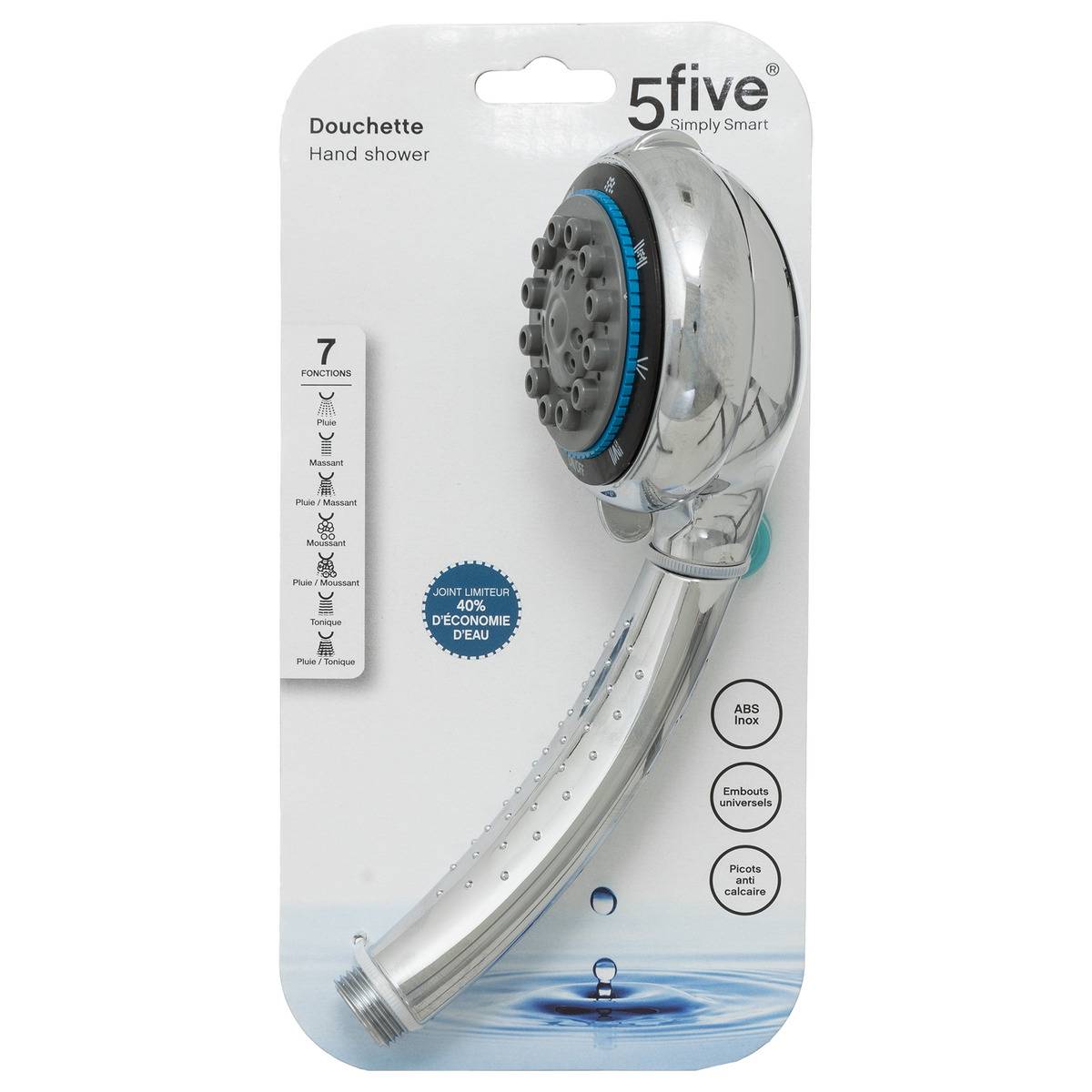 Pommeau de douche rond gris, 5FIVE SIMPLY SMART