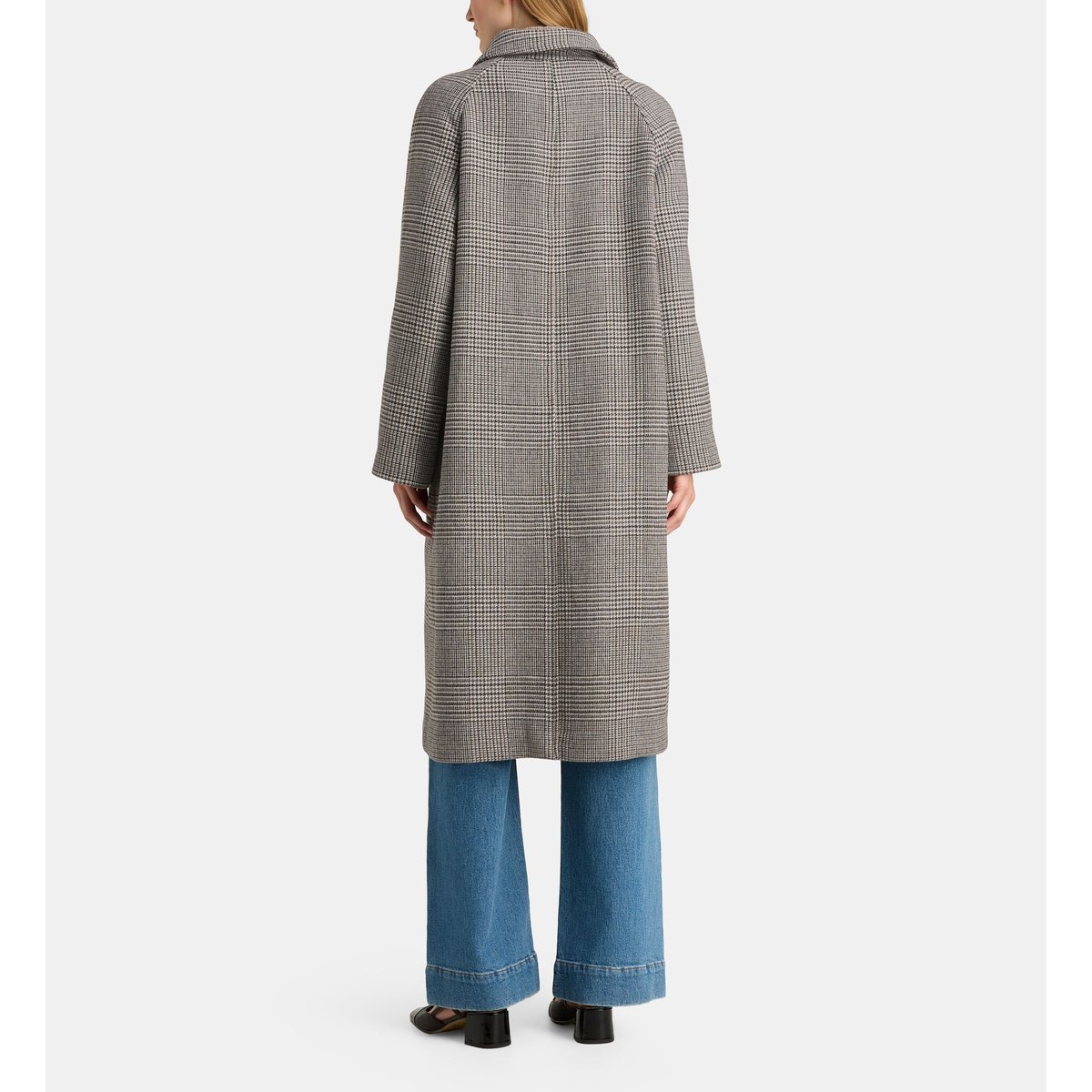 Manteau long freya bis prince-de-galles bleu et marron, GALERIES LAFAYETTE