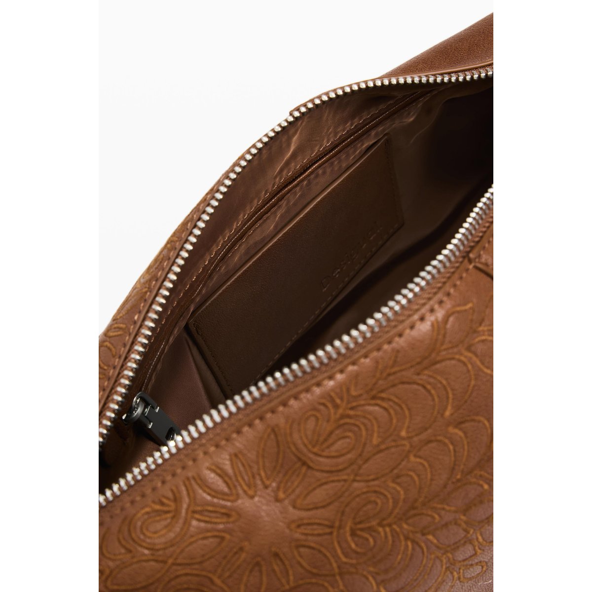 Sac moyen brodé marron, DESIGUAL