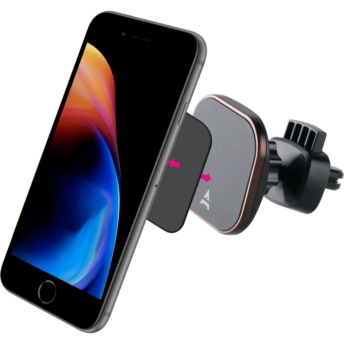 Support smartphone Voiture magnétique x2 noir, ADEQWAT