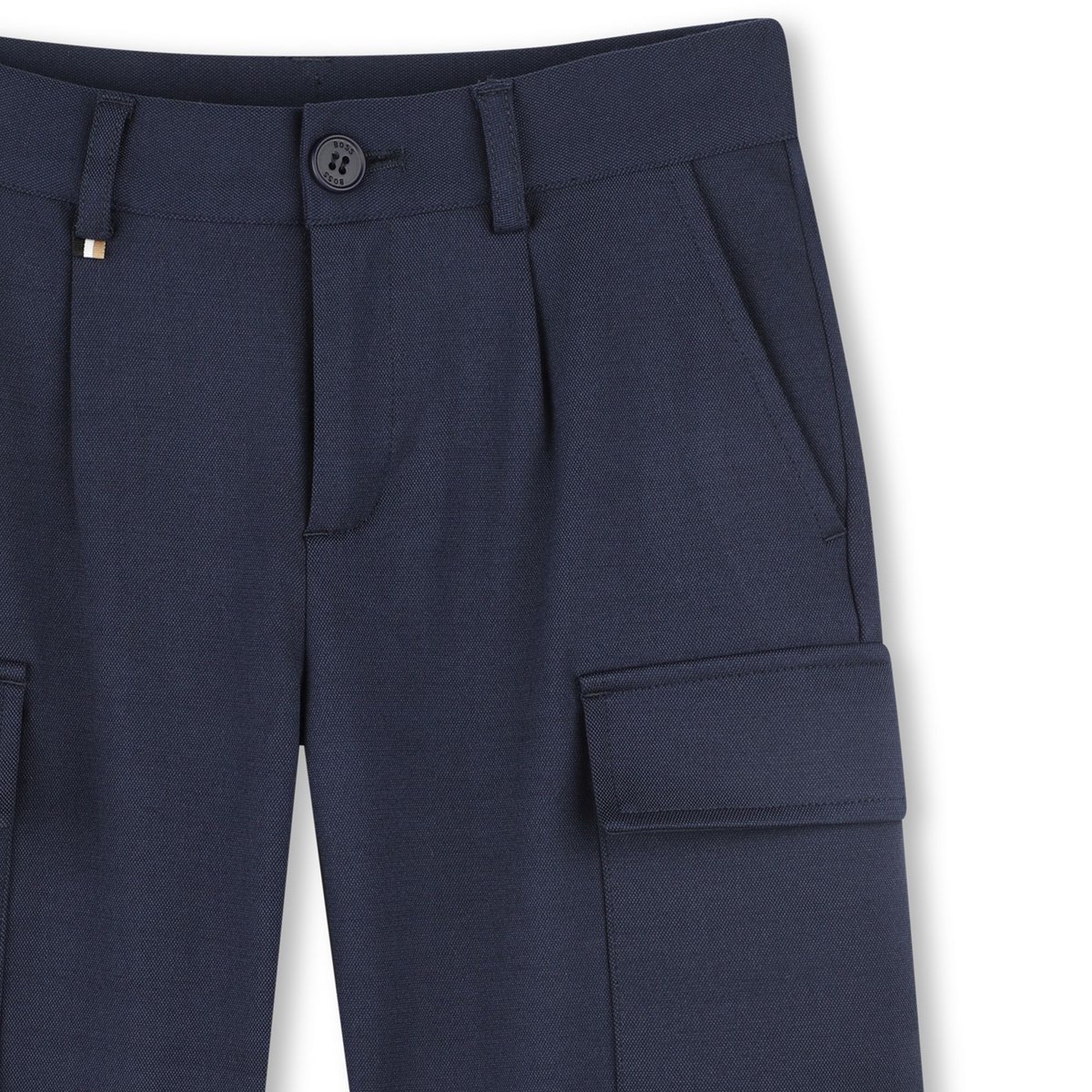 Bermuda tinta unita con tasche bleu cargo, BOSS KIDSWEAR