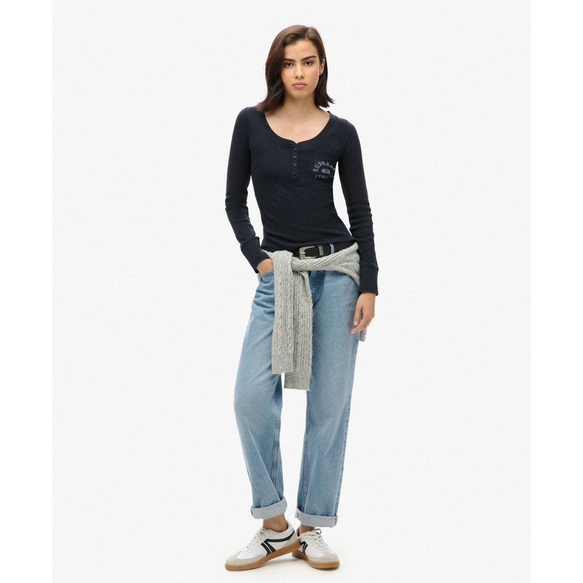 Chemise Athletic à Manches Longues bleu marine éclipse, SUPERDRY