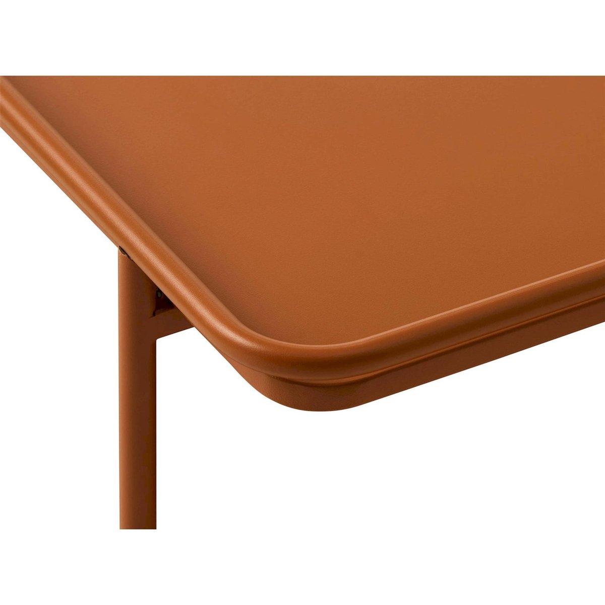 Table basse carrée en métal avec plateau bois foncé, RECOLLECTION