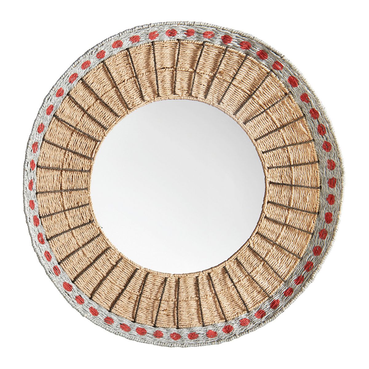 Miroir ORMA corde de papier multi-couleurs, BLANC D’IVOIRE