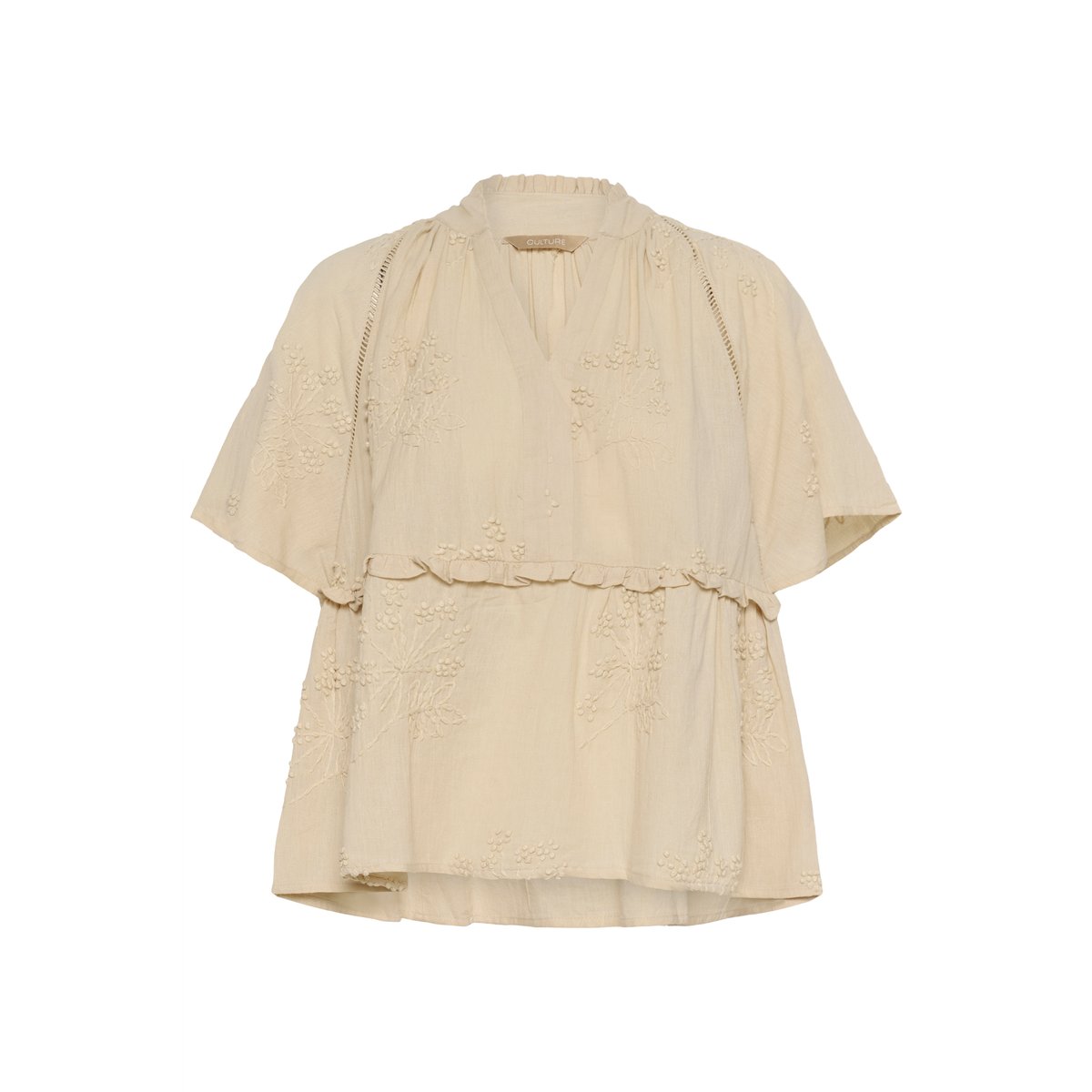 Blouse à manches courtes beige oyster gray, CULTURE