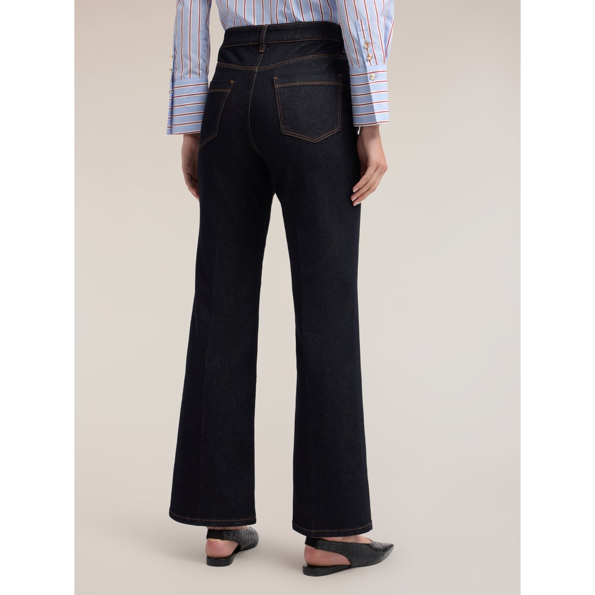 Jean regular coupe droite avec pli cousu bleu, MOTIVI