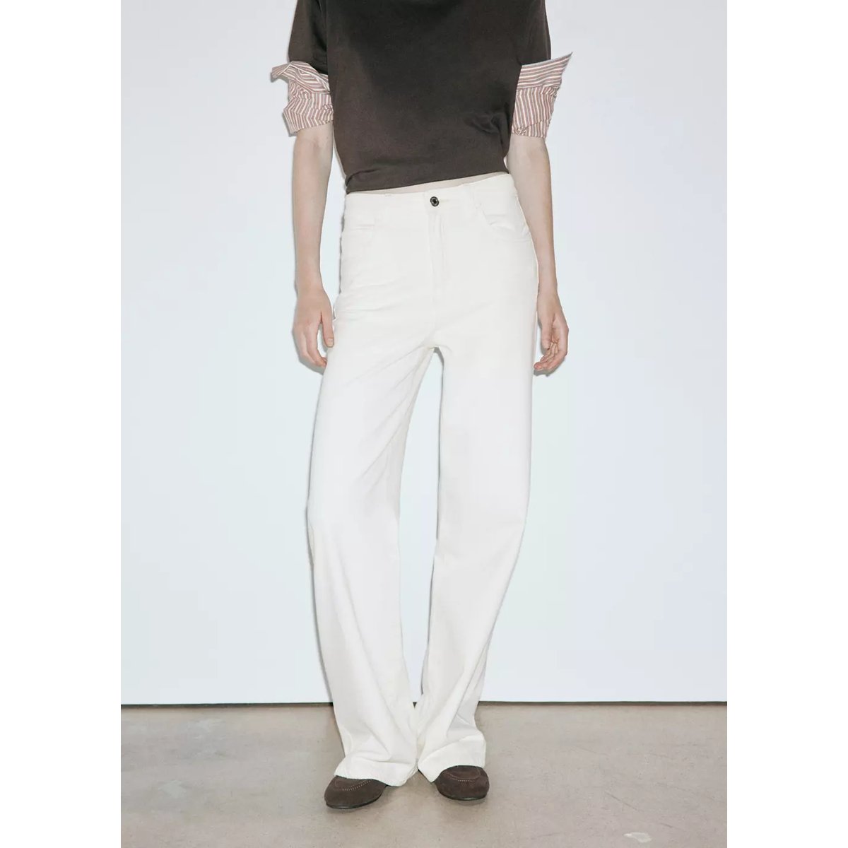 Jean Danila large taille haute écru, MANGO