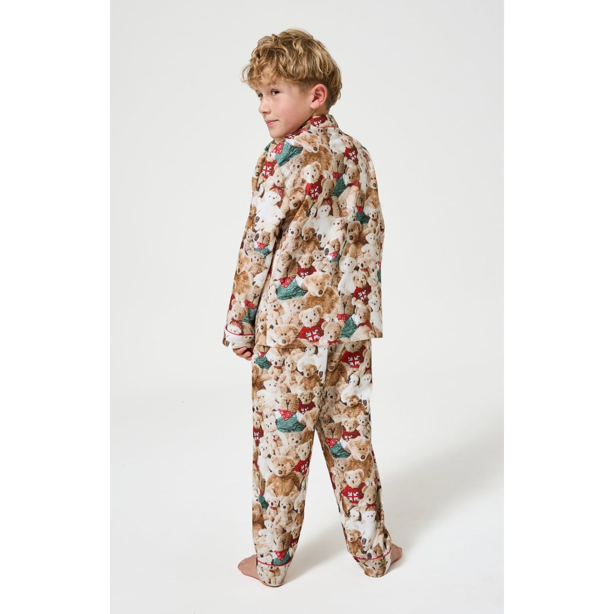 Pyjama boutonné enfant en coton imprimé Petit Teddy brun, ARTHUR