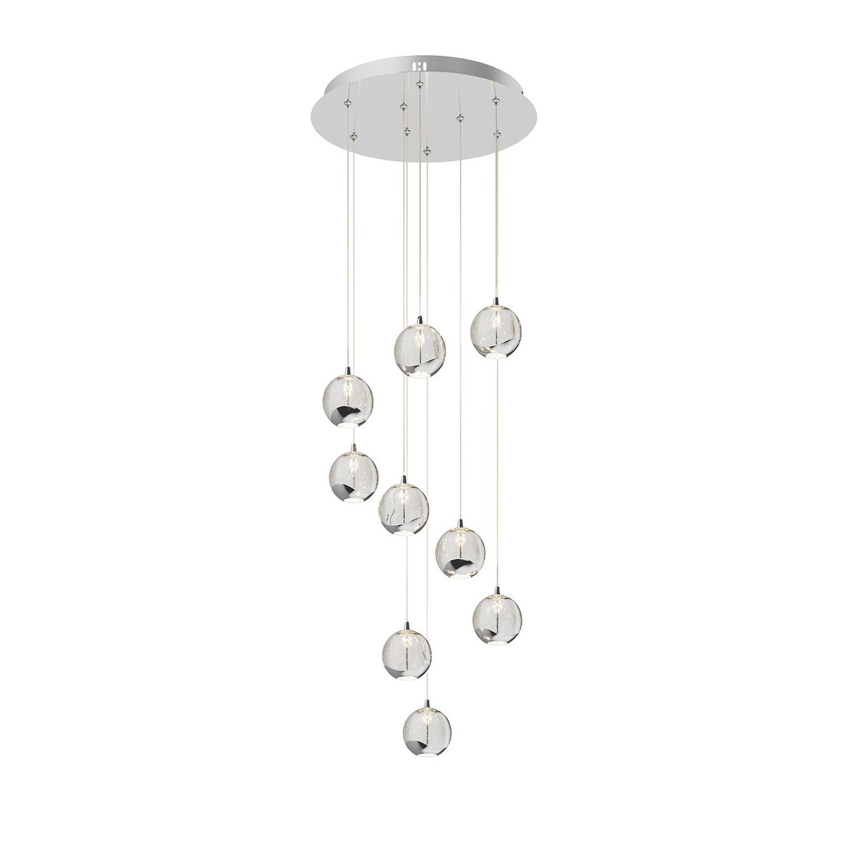 Suspension en verre designLED, Hayley clair, chrome, LUCANDE