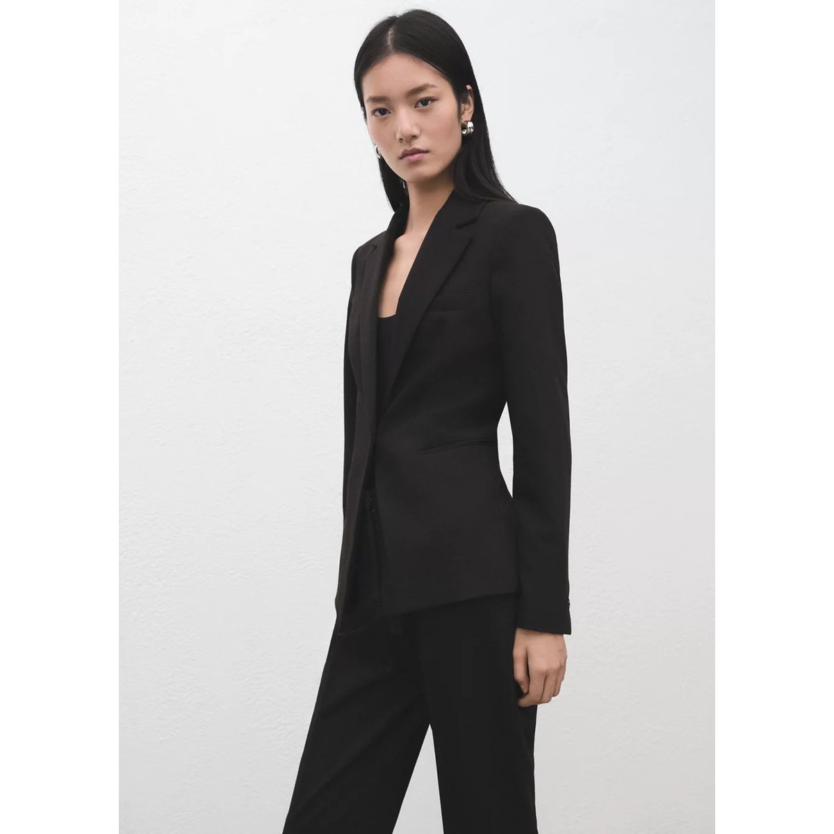 Pantalon droit costume noir, MANGO