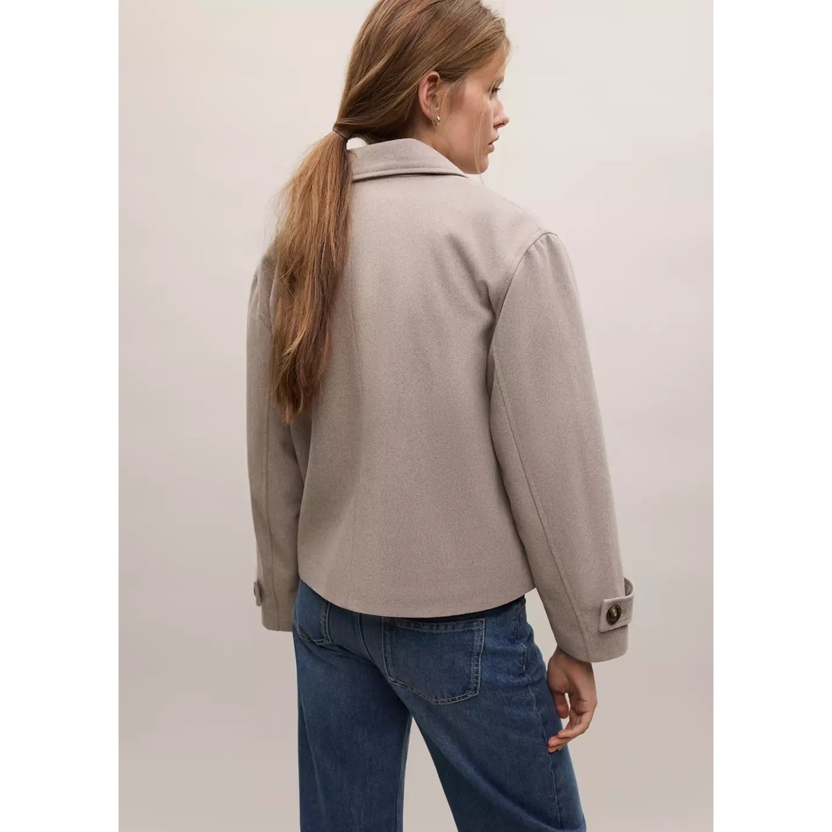 Manteau laine mélangée boutons sable, MANGO TEEN