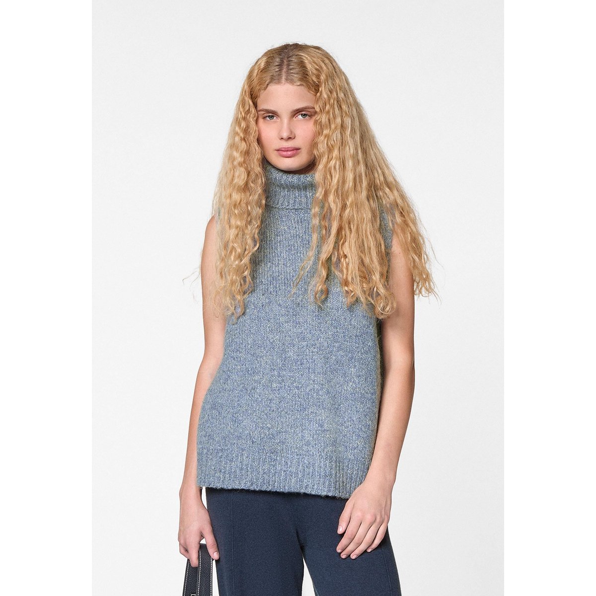 Pull sans manches en grosse maille bleu, RODIER