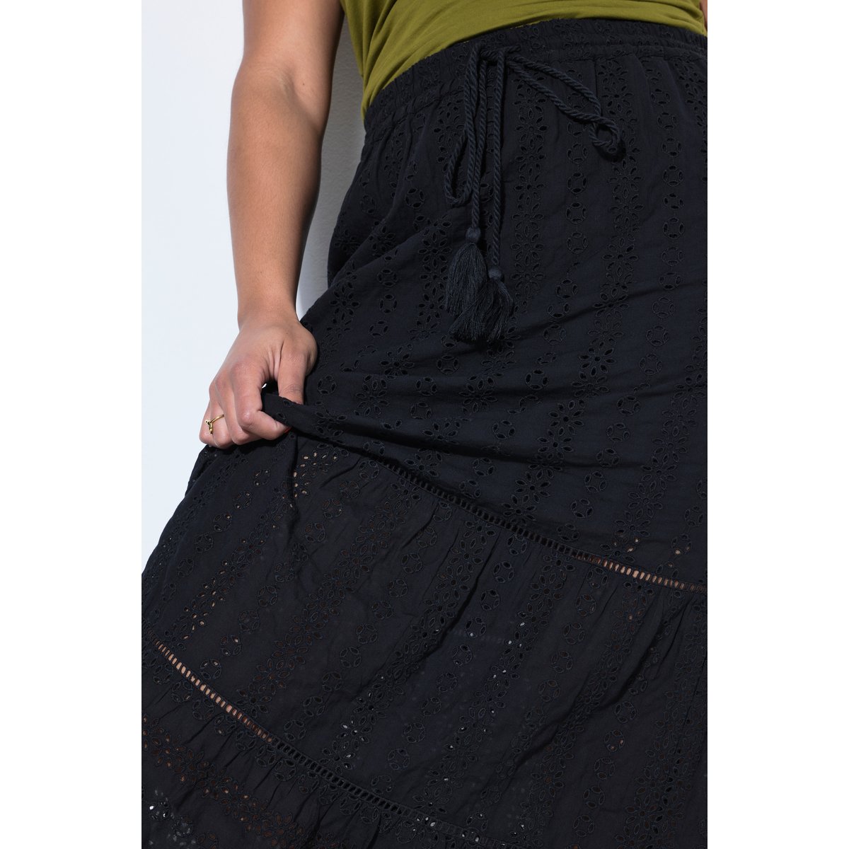 Jupe en dentelle longueur maxi noir, STUDIO UNTOLD