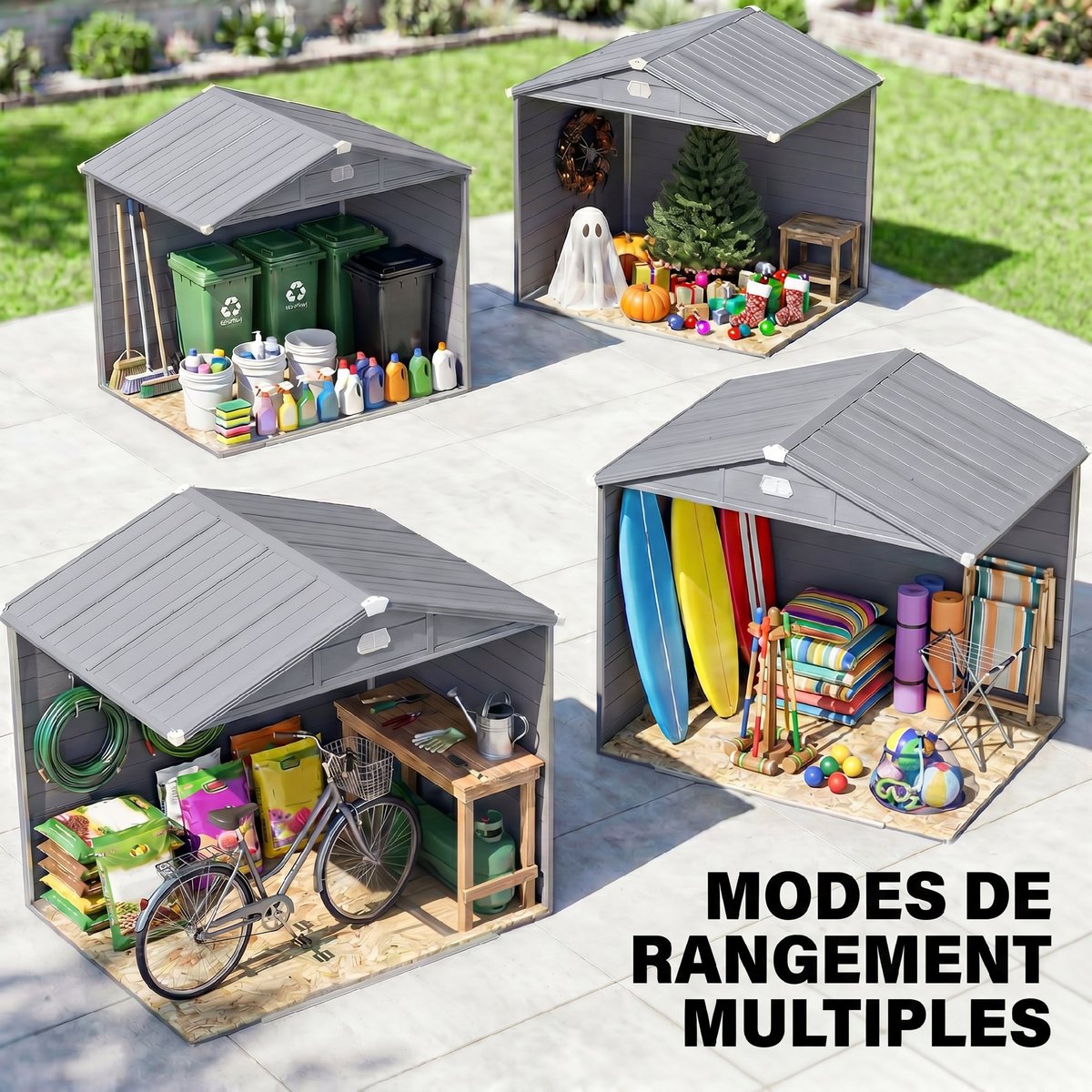 Abri de jardin PP Gris foncé gris, OUTSUNNY