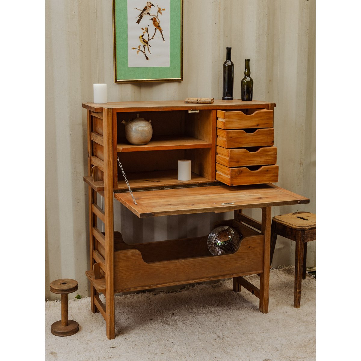 Secrétaire vintage en bois Honoré N°179 - Bon état bois clair, DEBONGOUT
