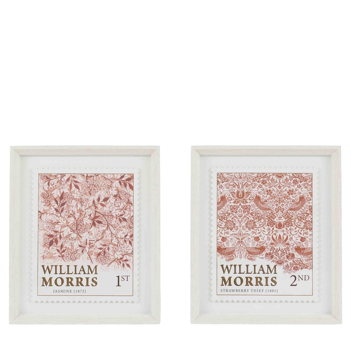 Set of 2 William Morris Stamp Red Framed Art red, ÉDITÉ