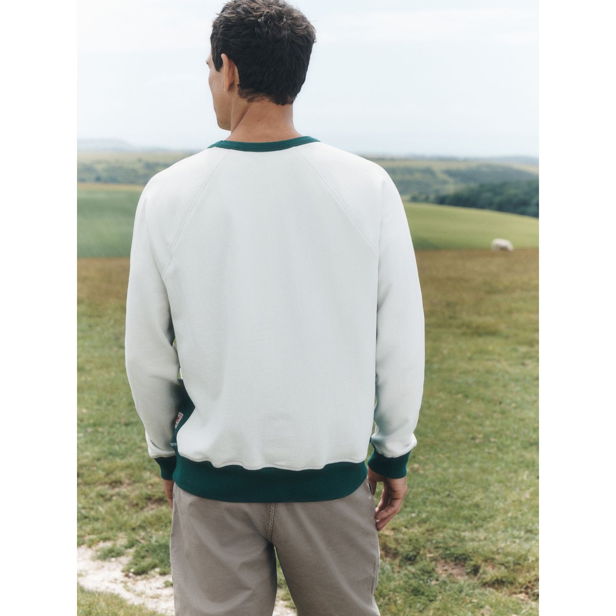 Sweat ras du cou doux à envers bouclé blanc/vert écru, NEXT