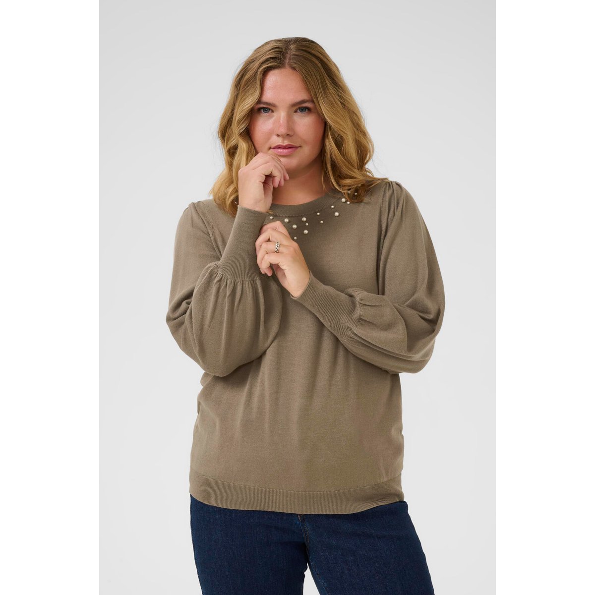 Pullover tricoté marron morel, KAFFE CURVE