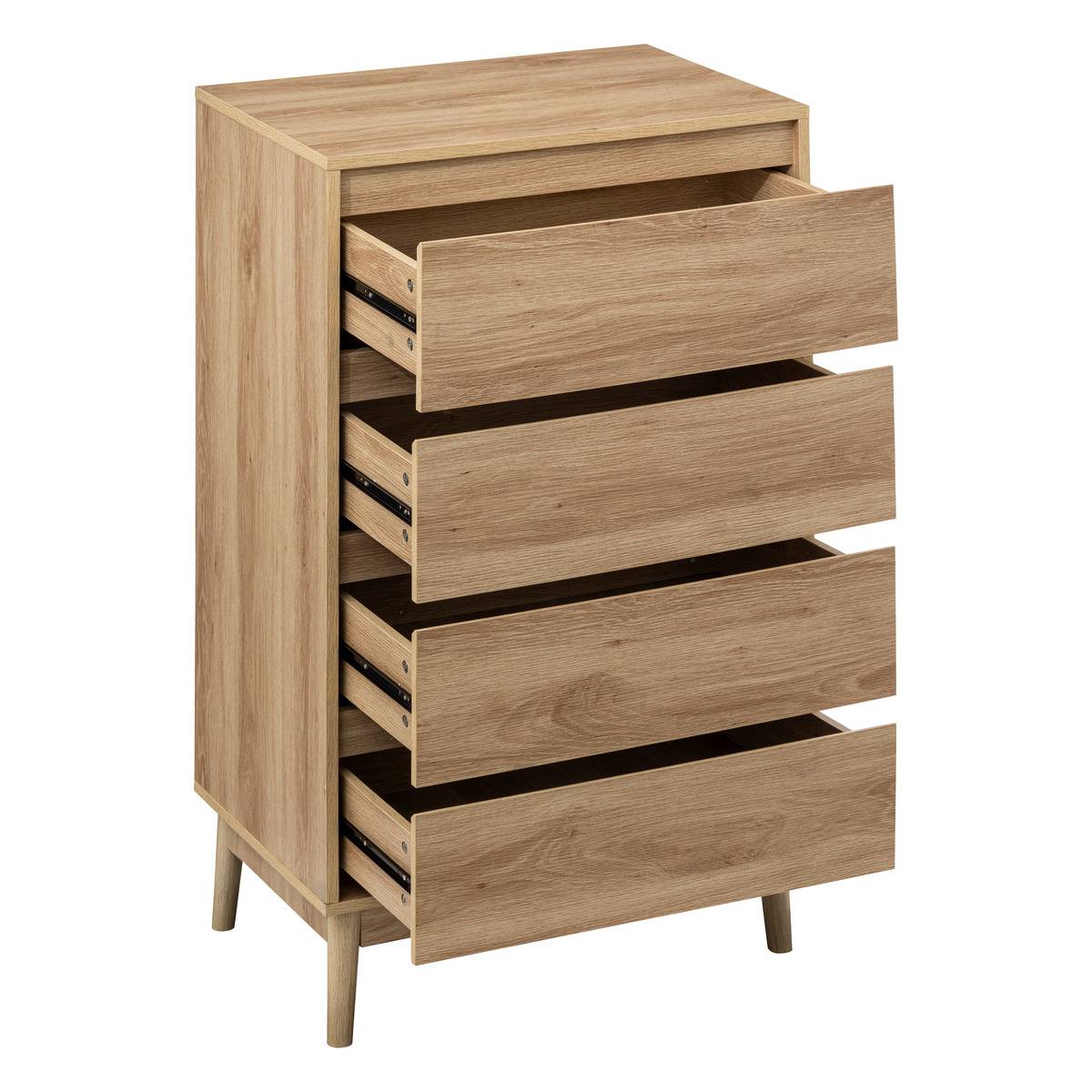 Commode 4 tiroirs effet chêne naturel ABANA beige, 5FIVE SIMPLY SMART