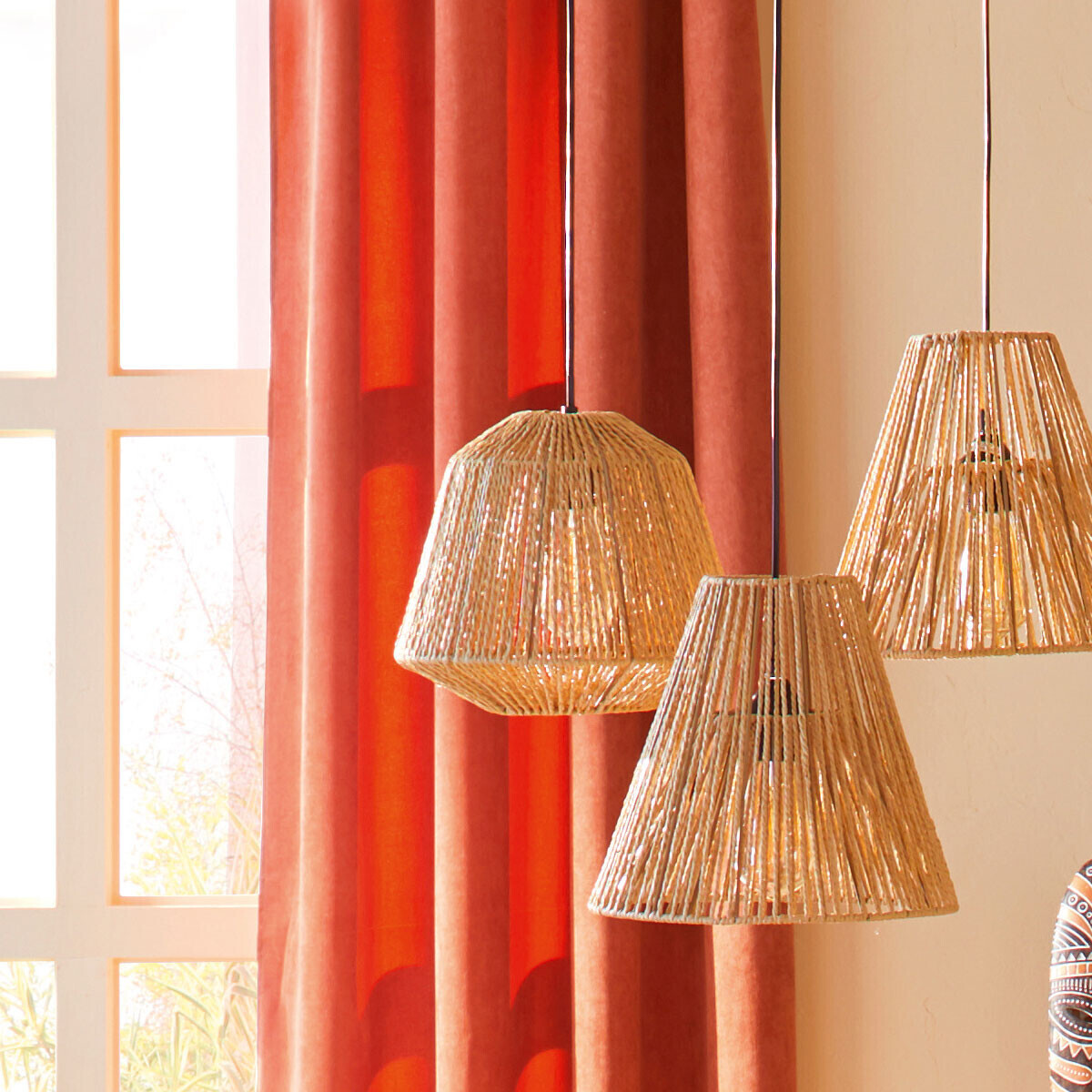 Suspension corde tressée JILY beige, ATMOSPHERA