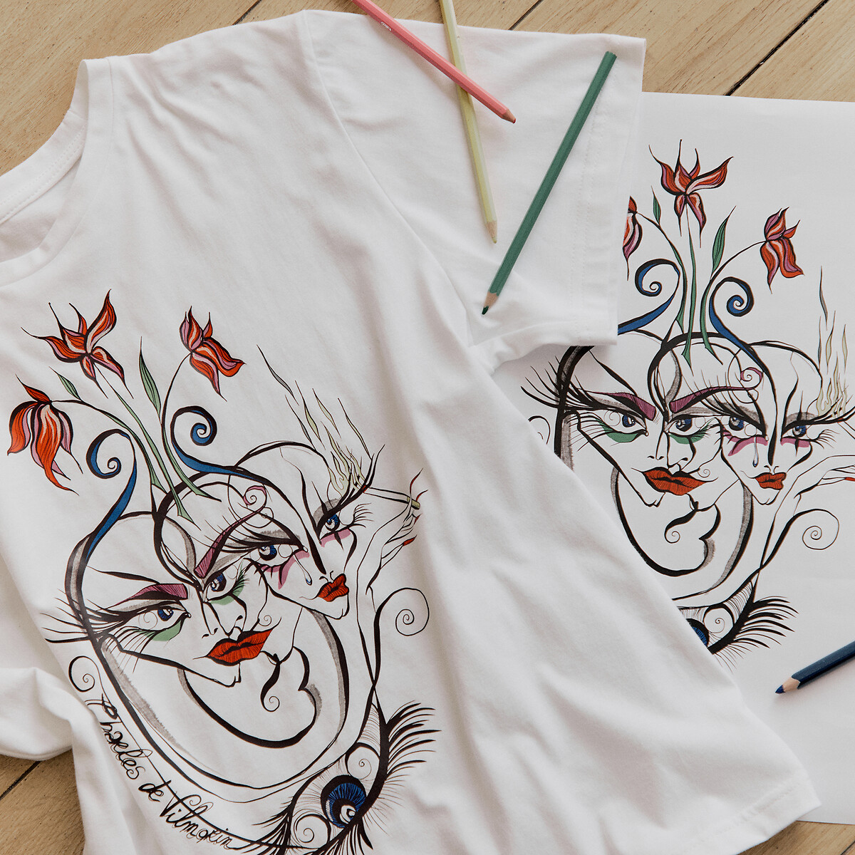Graphic Print Crew Neck Short Sleeve T-Shirt white, CHARLES DE VILMORIN X LA REDOUTE