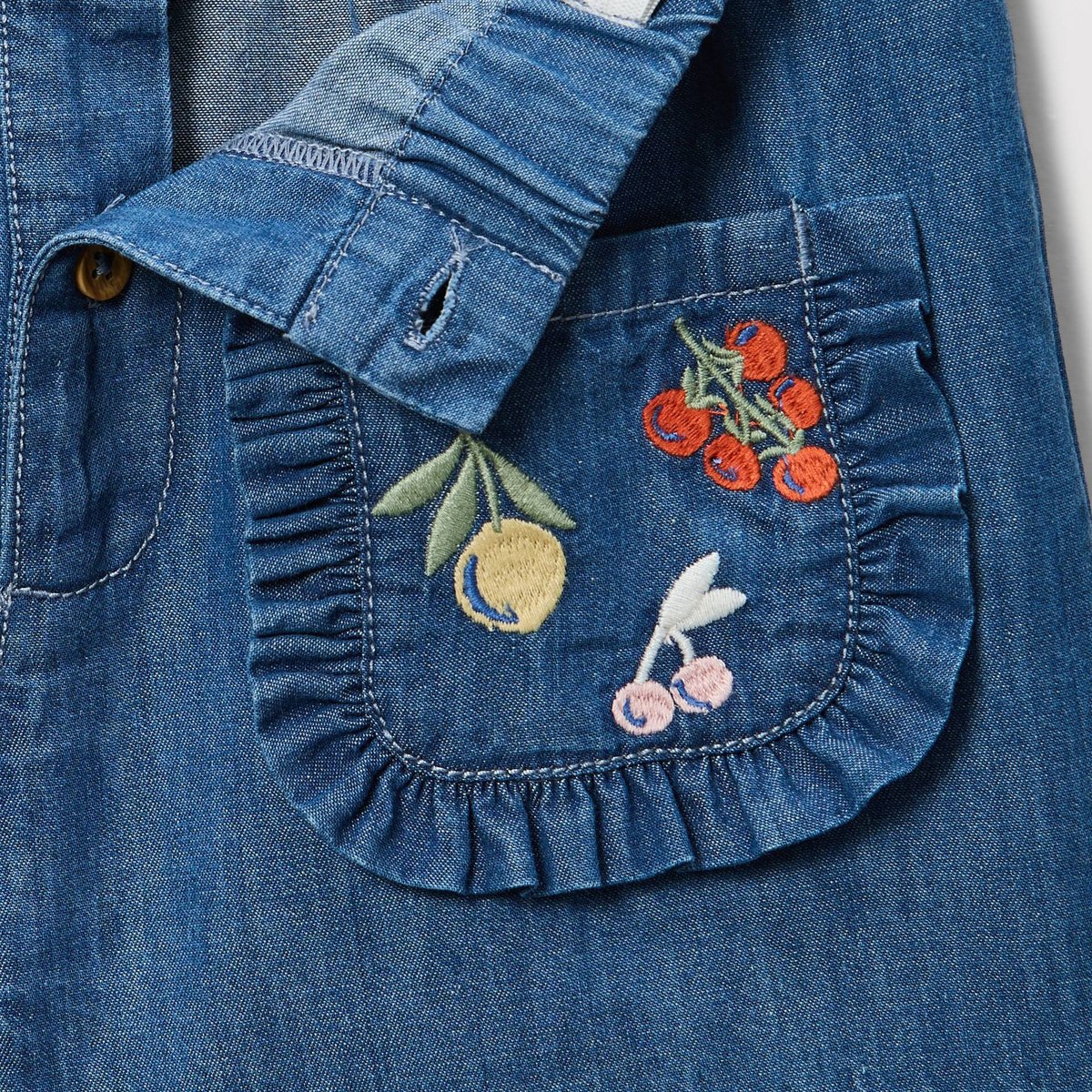 Short brodé en chambray de coton multi co, BOUT'CHOU