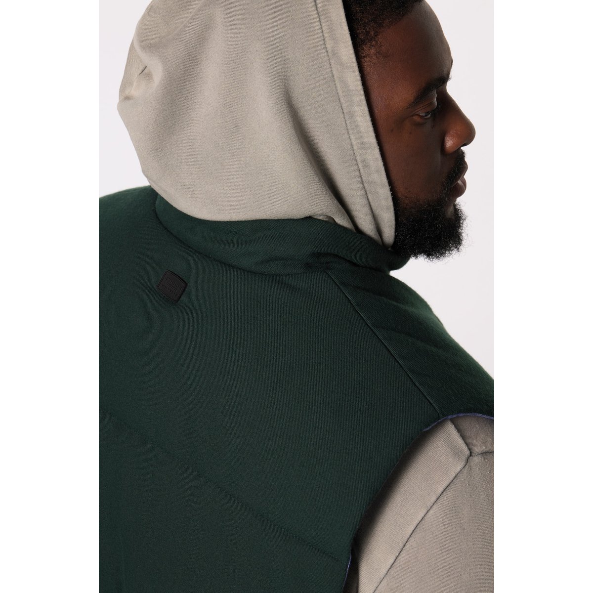 Gilet sans manche en flanelle vert minuit, STHUGE