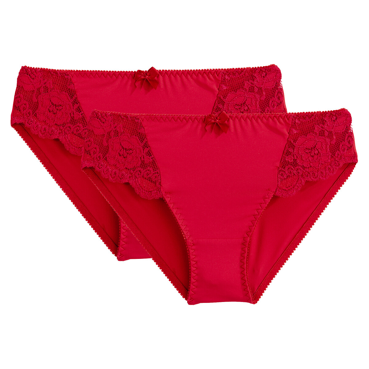 Lot de 2 slips en dentelle et microfibre Anthea rouge, ANNE WEYBURN