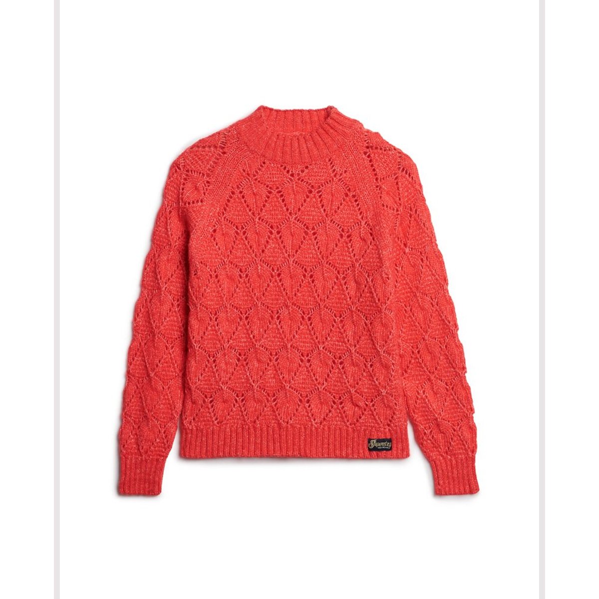 Pull en maille pointelle orange poudré, SUPERDRY