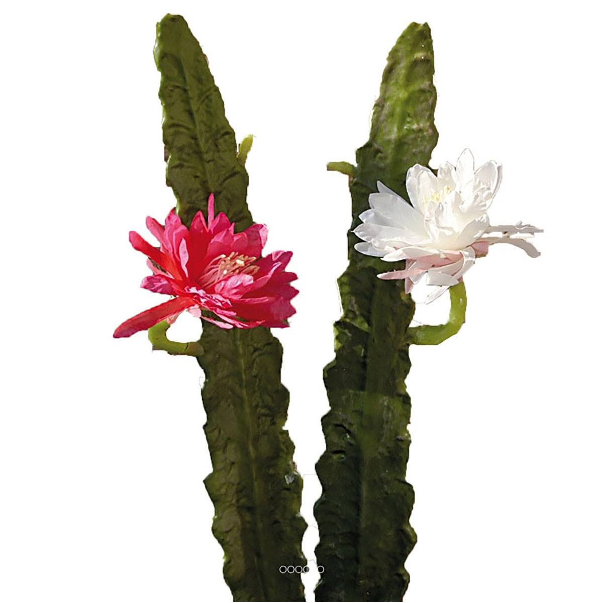 Joli cactus cierge artificiel en piquet H 52 crème, ARTIFICIELLES