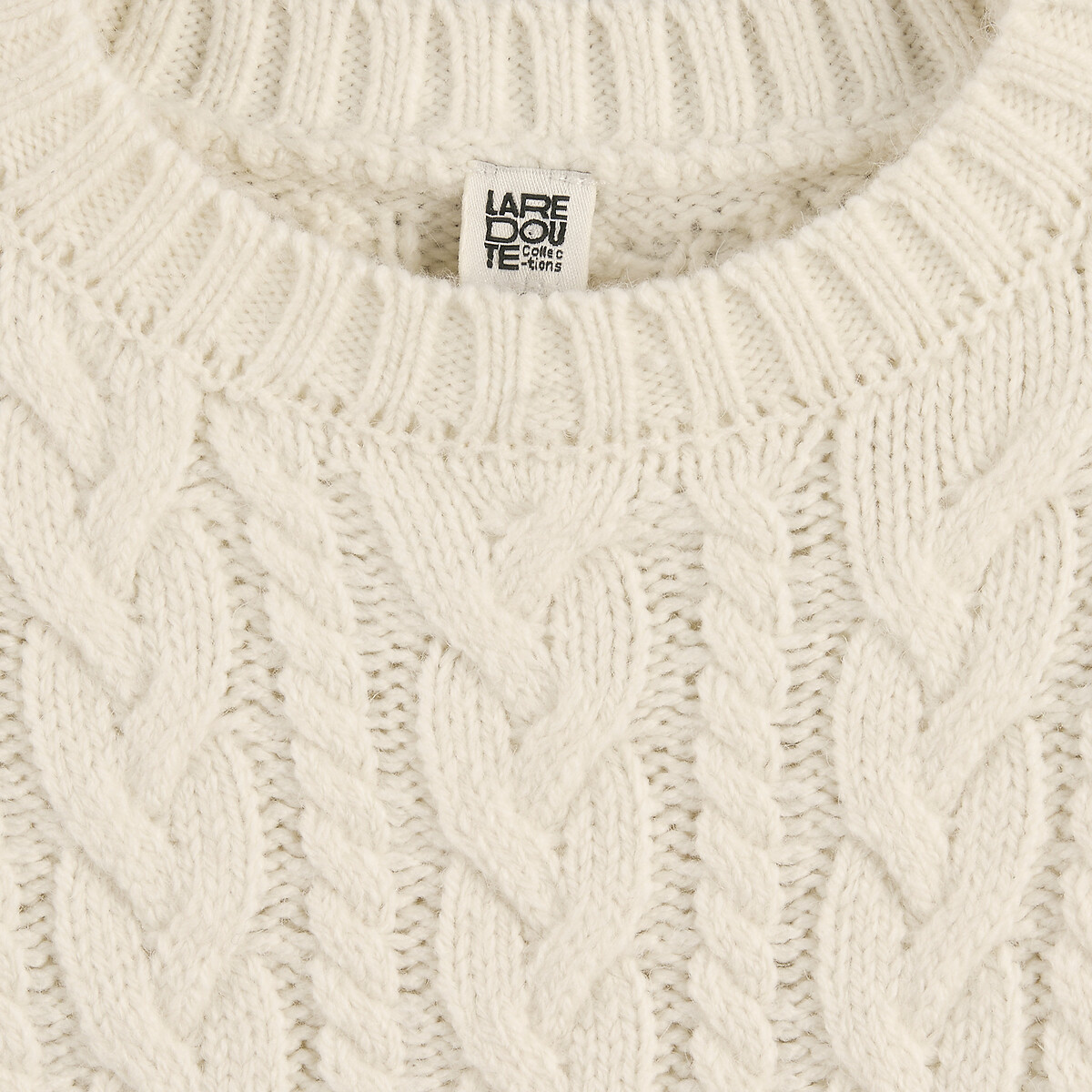 Pull col rond en grosse maille torsadée ecru, LA REDOUTE COLLECTIONS
