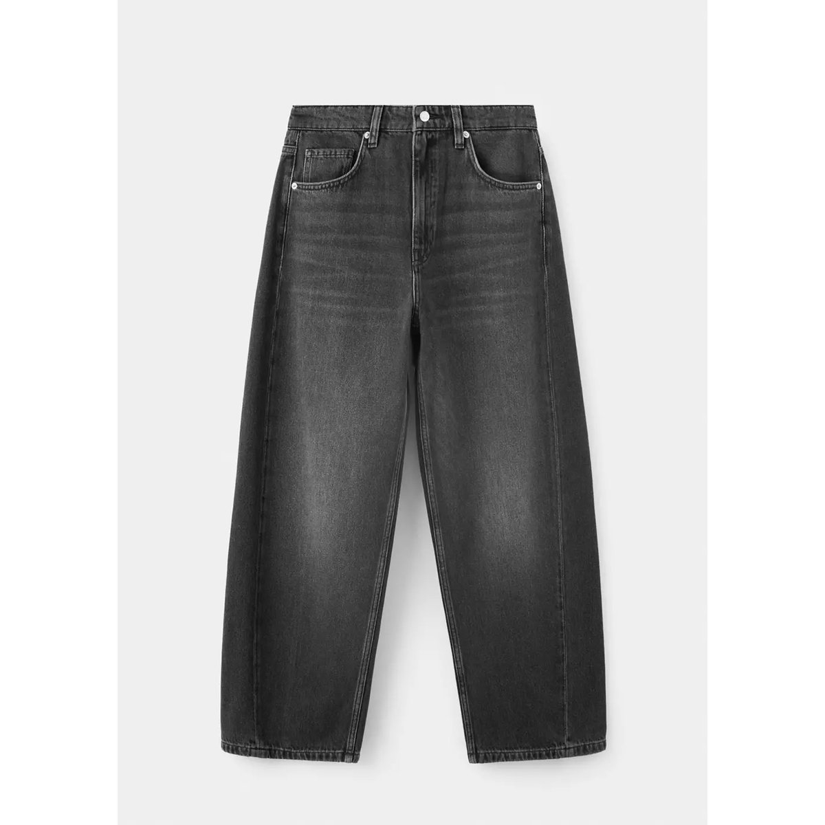 Jean balloon crop black denim, MANGO