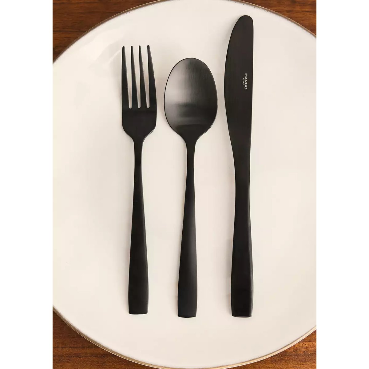 Ensemble de couverts 3 pièces en acier inoxydable finition mate noir, MANGO HOME