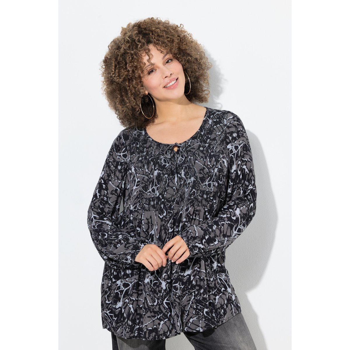 Blouse smockée ligne en A gris graphite, ULLA POPKEN