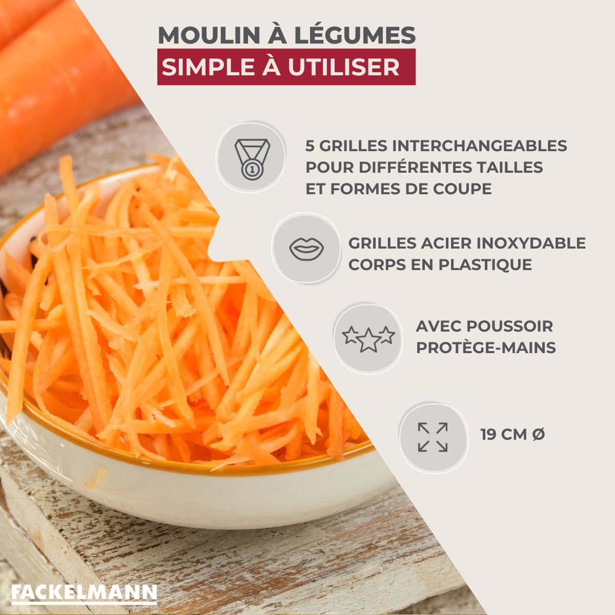 Râpe à légumes 5 grilles inox 19 cm vert,blanc, FACKELMANN