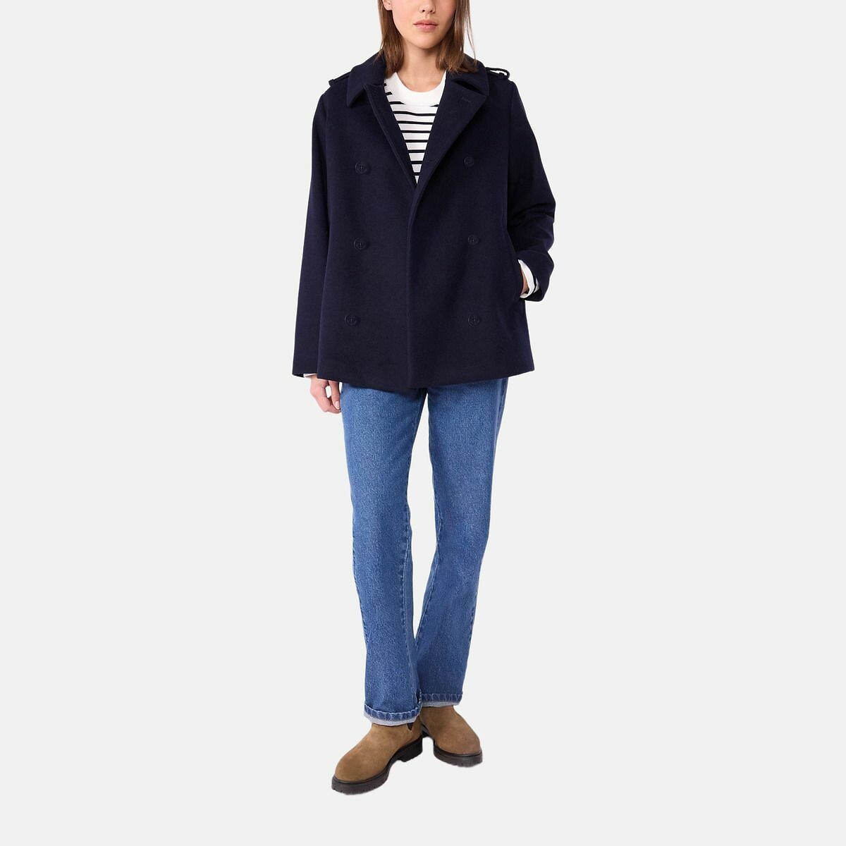 Wool Blend Pea Coat navy blue, PETIT BATEAU