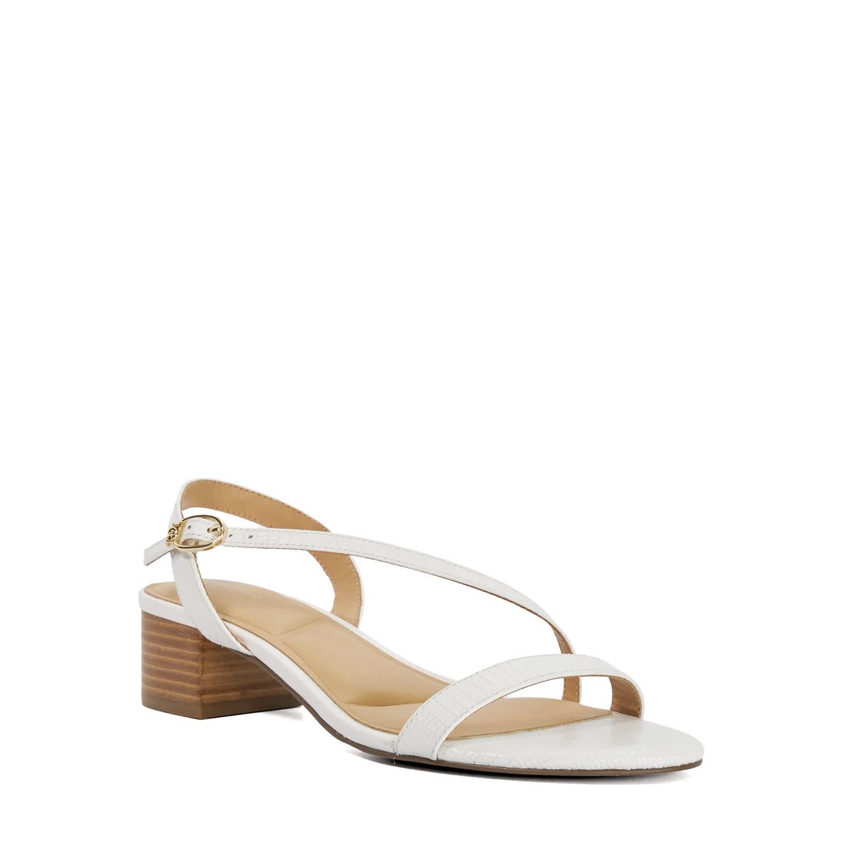 Sandales à talons carrés en cuir - JOLENE white-rept print leather, DUNE LONDON