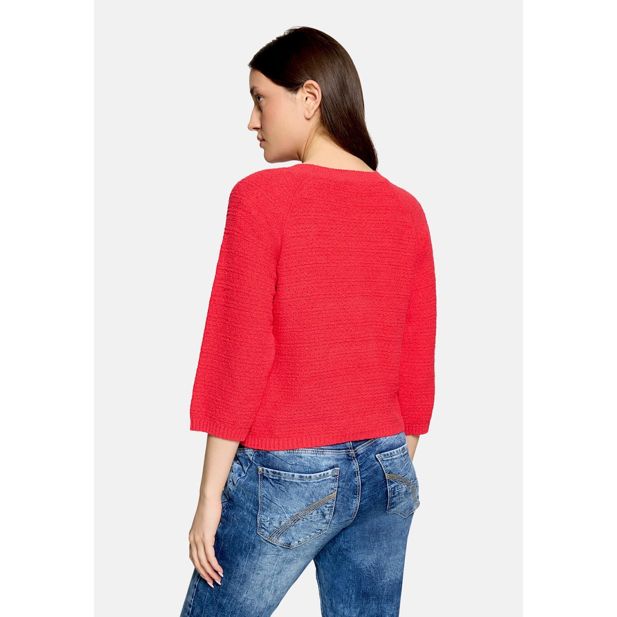 Pull-over en maille à encolure ronde rouge, CARTOON