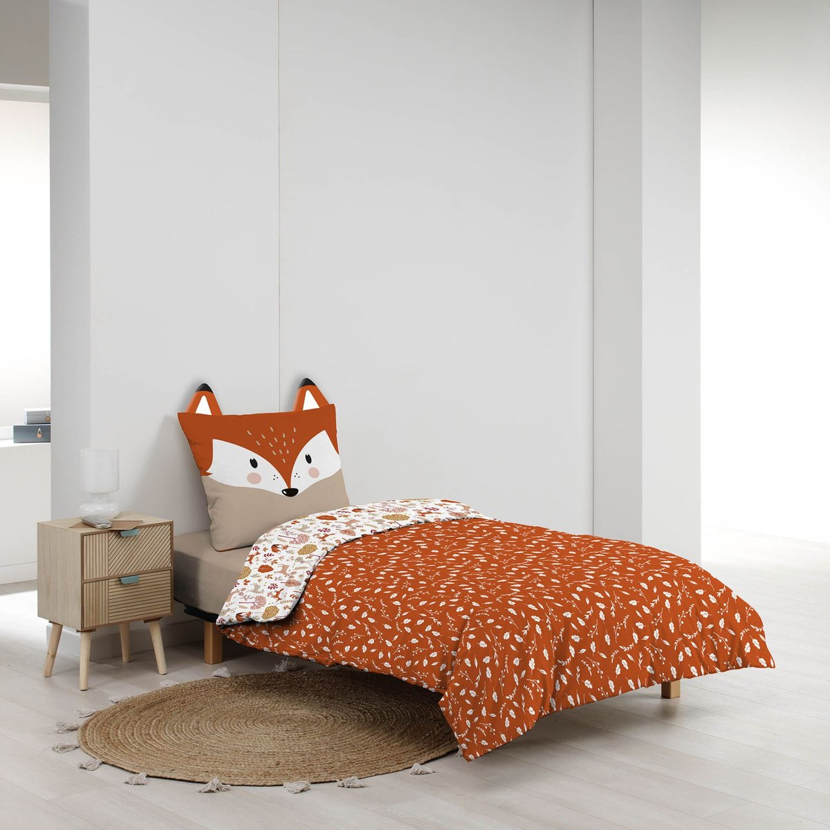 Parure de lit enfant réversible 140x200 coton imprimée Roxy rouge terracotta, DOUCEUR D'INTÉRIEUR